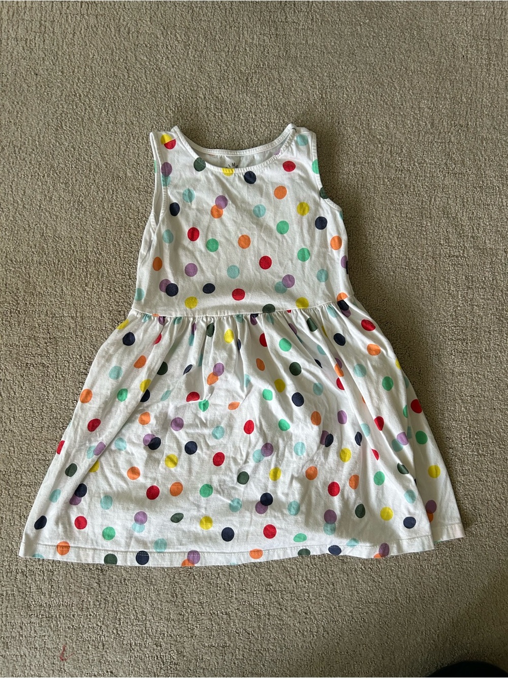 Primary girls rainbow polka dot swing dress cotton 6/7